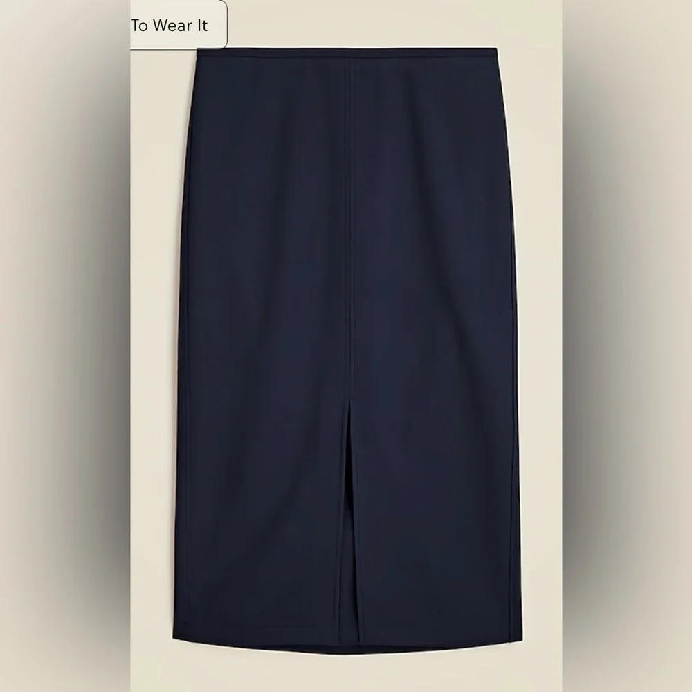 J. Crew Pencil Midi Skirt in four-seasons stretch navy - Picture 2 of 6